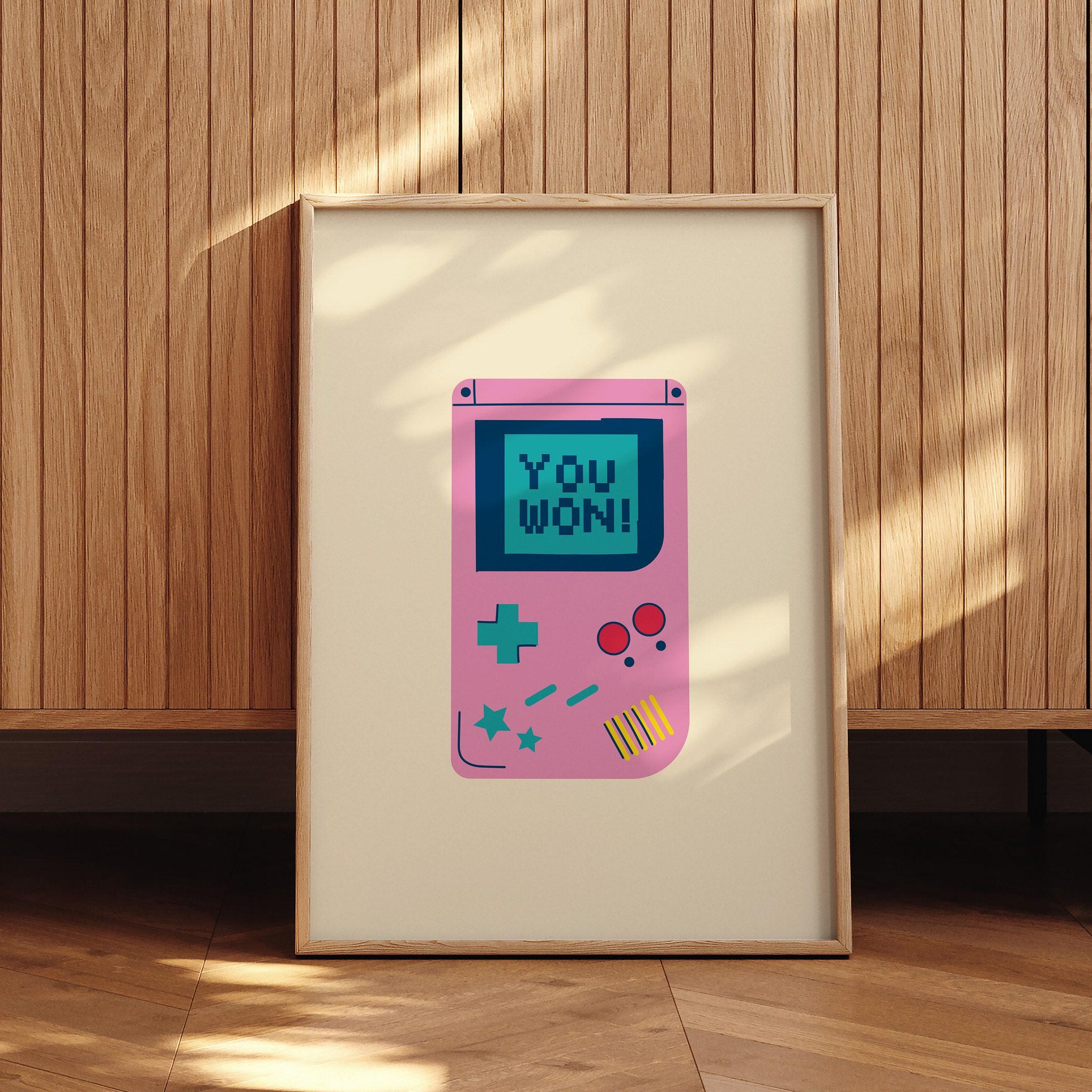 You Won! motivational gaming poster for bedroom or dorm decor with retro console design.
