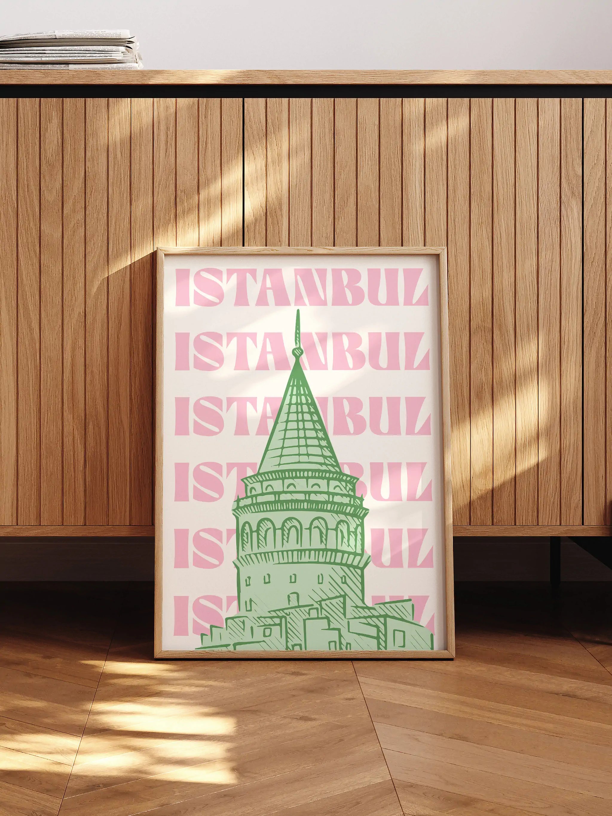 Contemporary Istanbul poster featuring the Galata Tower with stylish typography