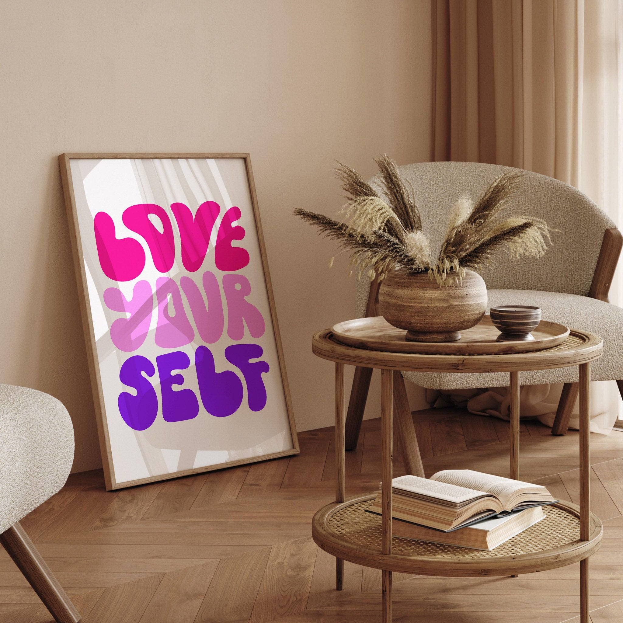 Uplifting Love Yourself poster for modern decor